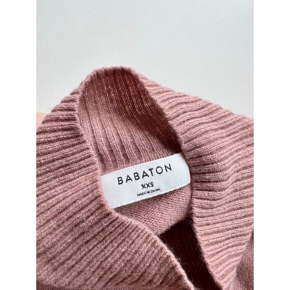 Aritzia BABATON Perry Mauve Ivory Wool Cashmere Knit Mock Neck Sweater, Size XXS - Picture 10 of 15